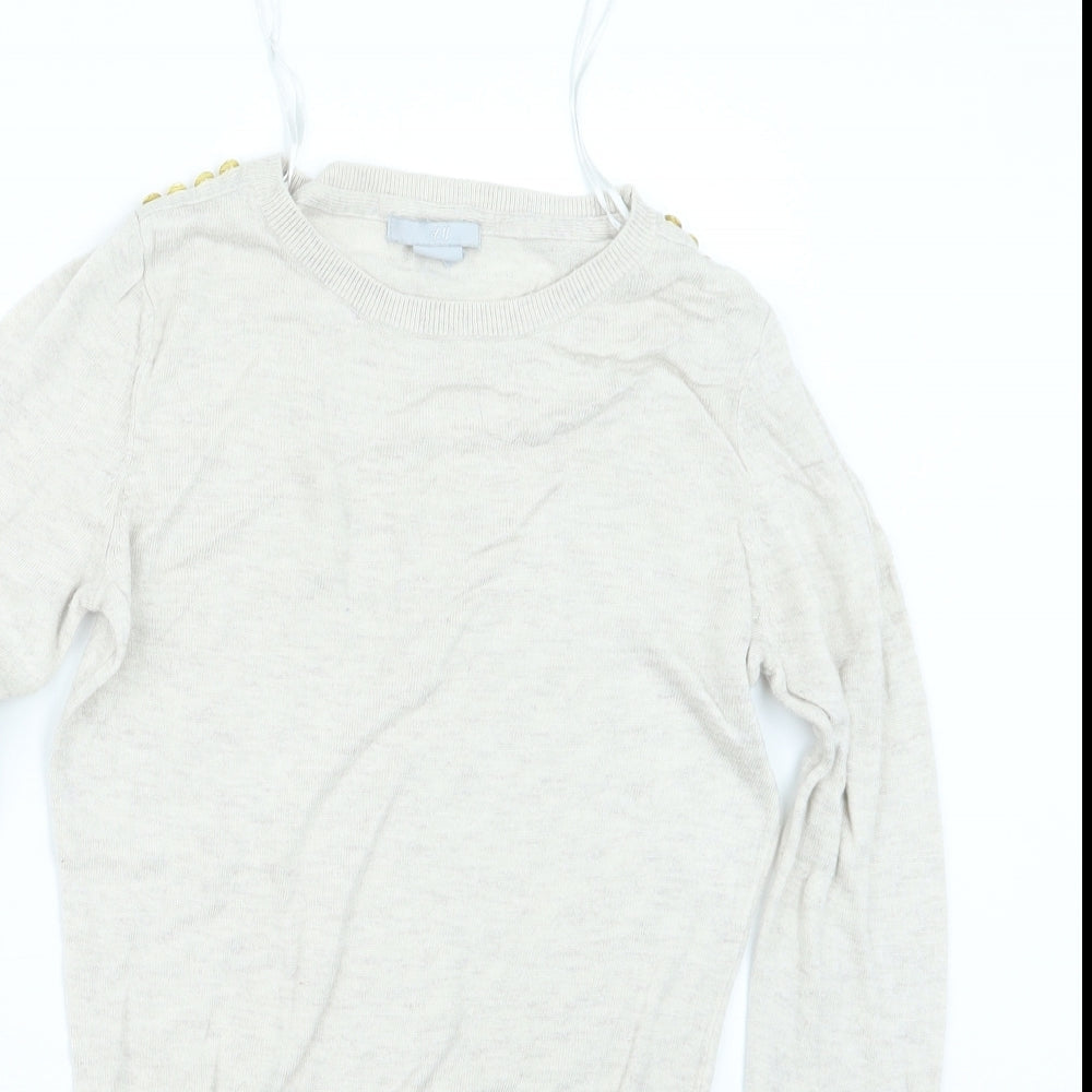 H&M Womens Beige  Knit Pullover Jumper Size XS