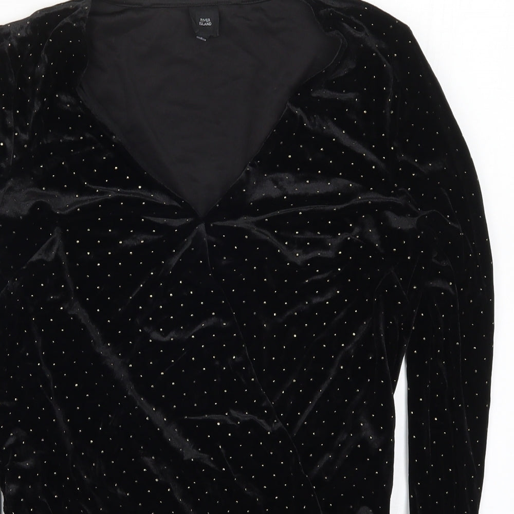River Island Womens Black Polka Dot  Bodysuit One-Piece Size 10