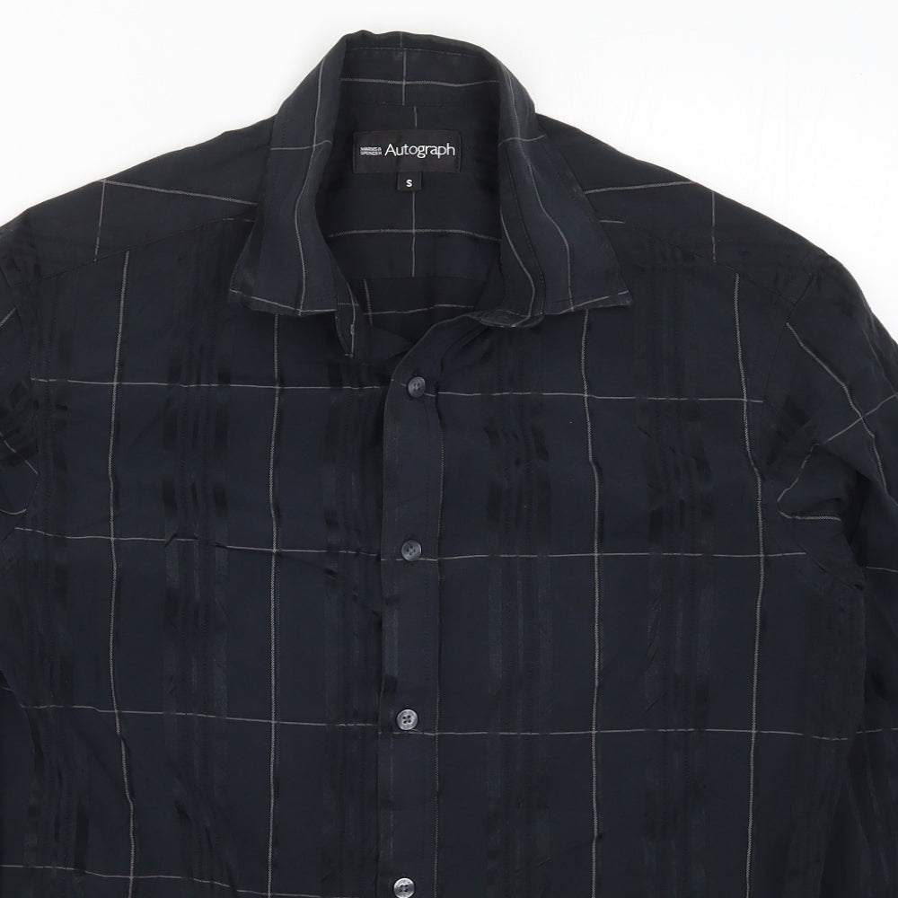Marks and Spencer Mens Black Check   Button-Up Size S