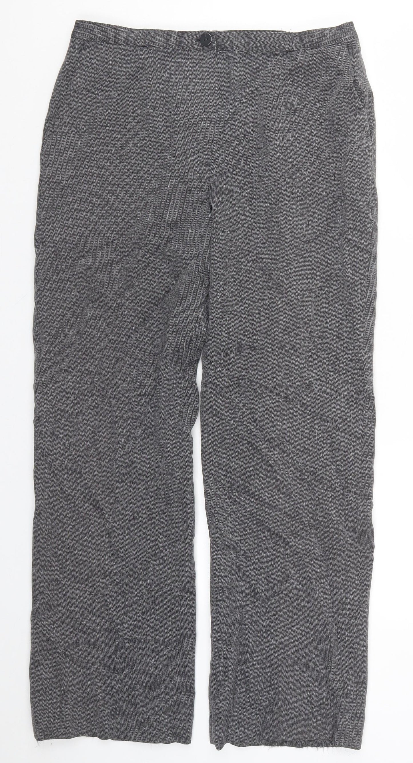 Debenhams Womens Grey Herringbone  Trousers  Size 12 L29 in