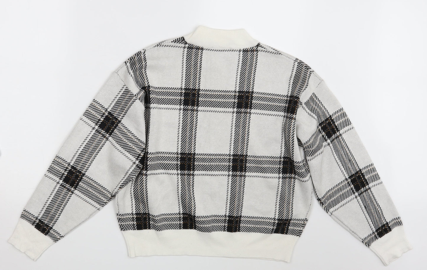New Look Womens White Check  Pullover Jumper Size M