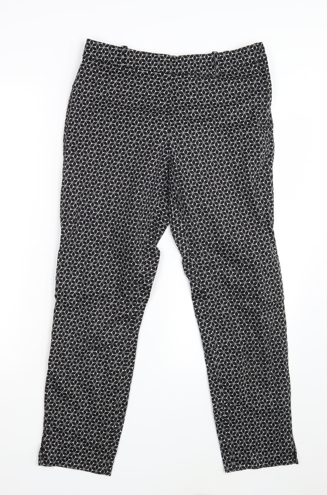 H&M Womens Black Geometric  Chino Trousers Size 10 L26 in