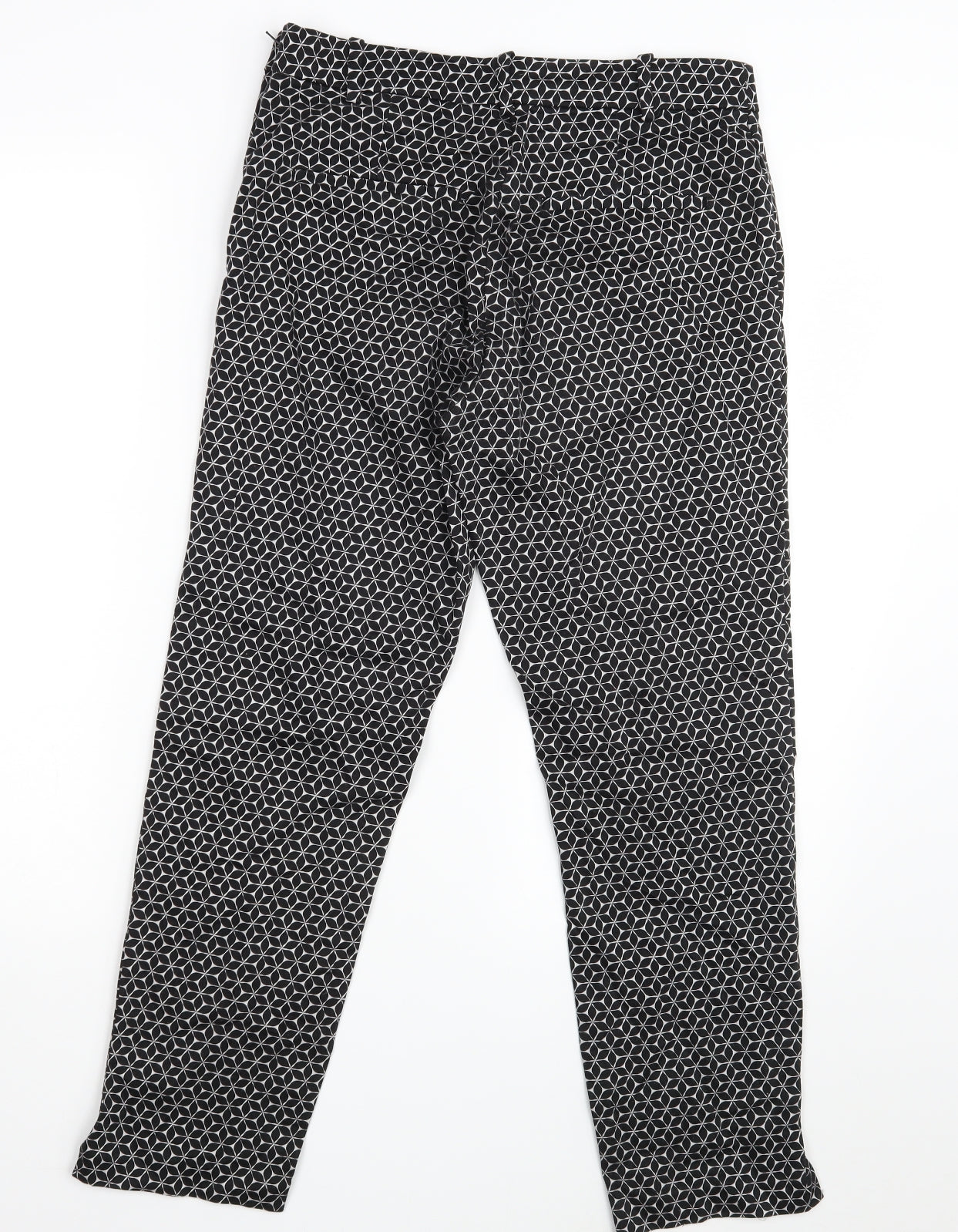 H&M Womens Black Geometric  Chino Trousers Size 10 L26 in