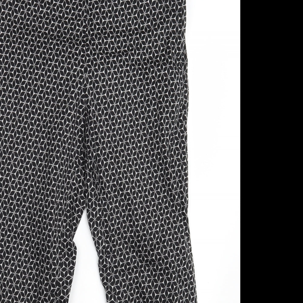 H&M Womens Black Geometric  Chino Trousers Size 10 L26 in