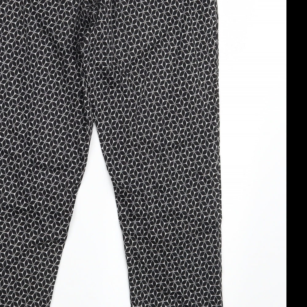 H&M Womens Black Geometric  Chino Trousers Size 10 L26 in