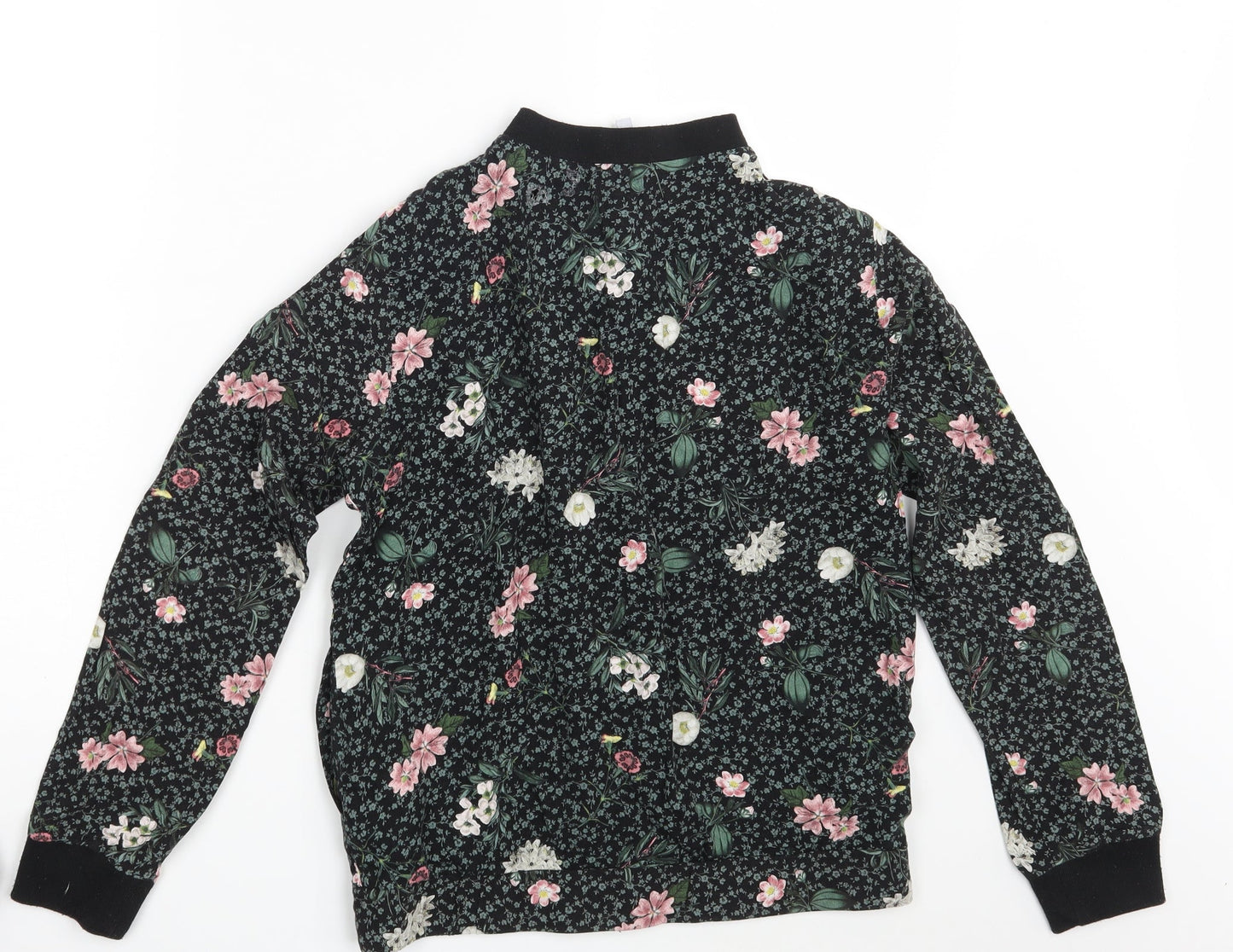 Red Herring Womens Black Floral  Full Zip Jumper Size 10