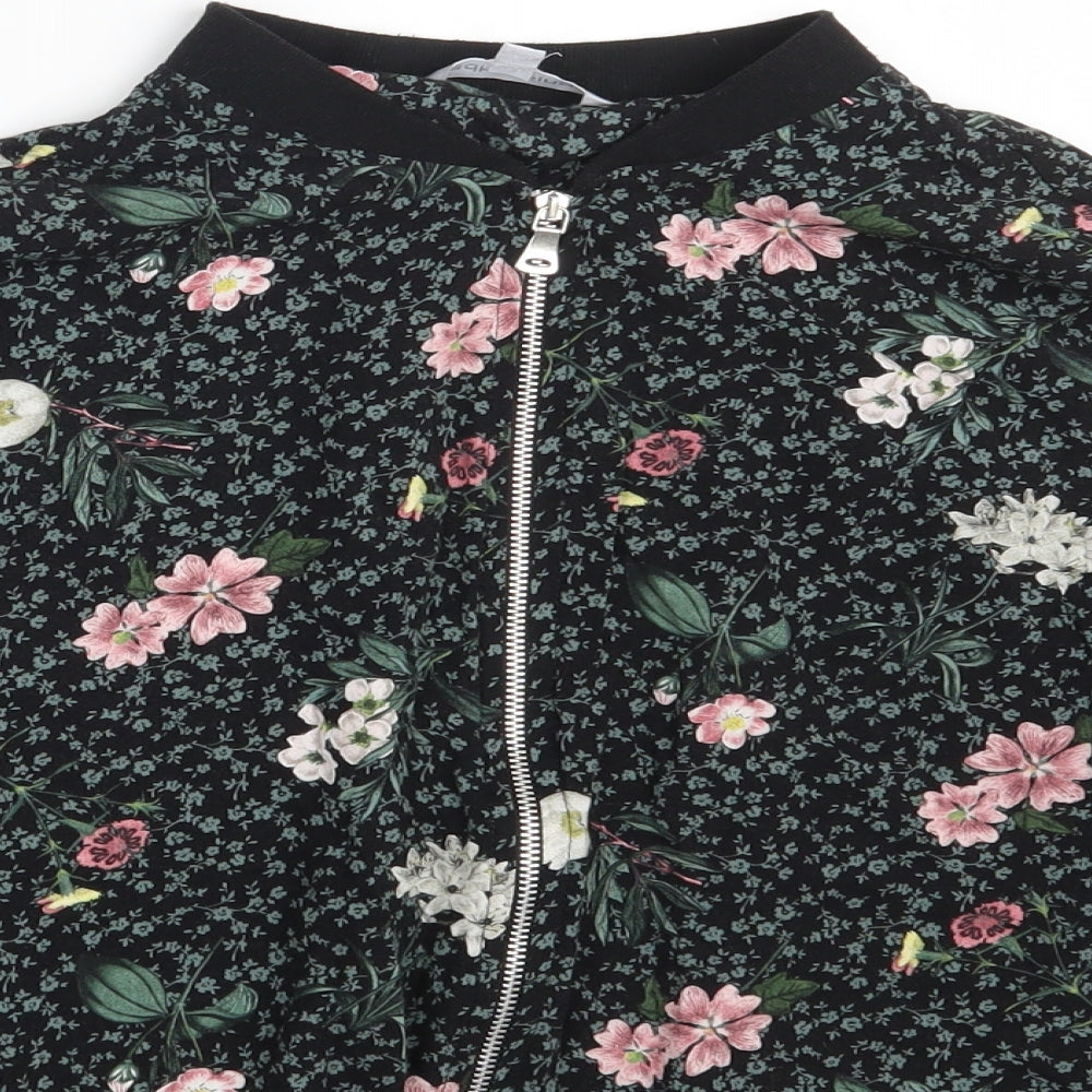 Red Herring Womens Black Floral  Full Zip Jumper Size 10