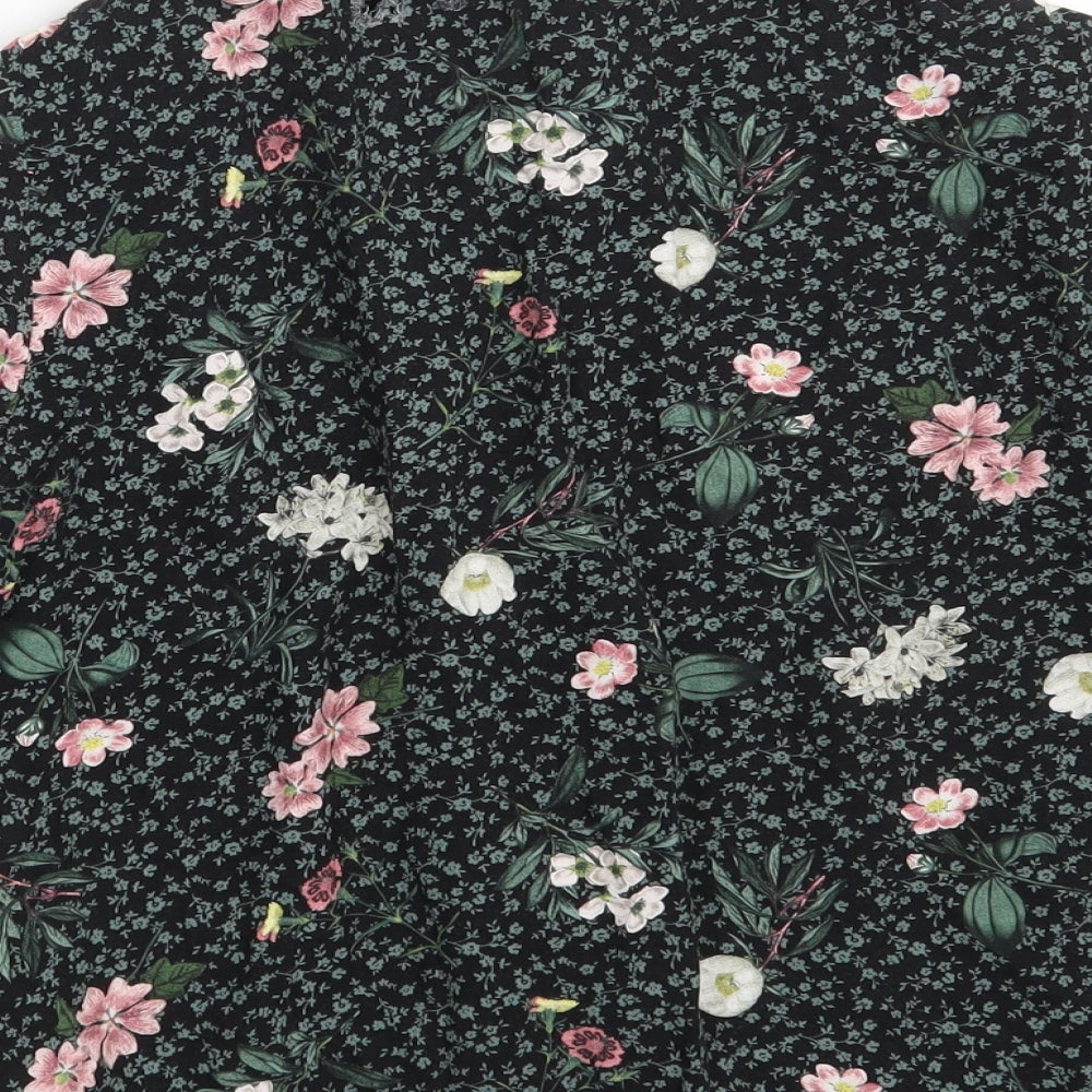 Red Herring Womens Black Floral  Full Zip Jumper Size 10
