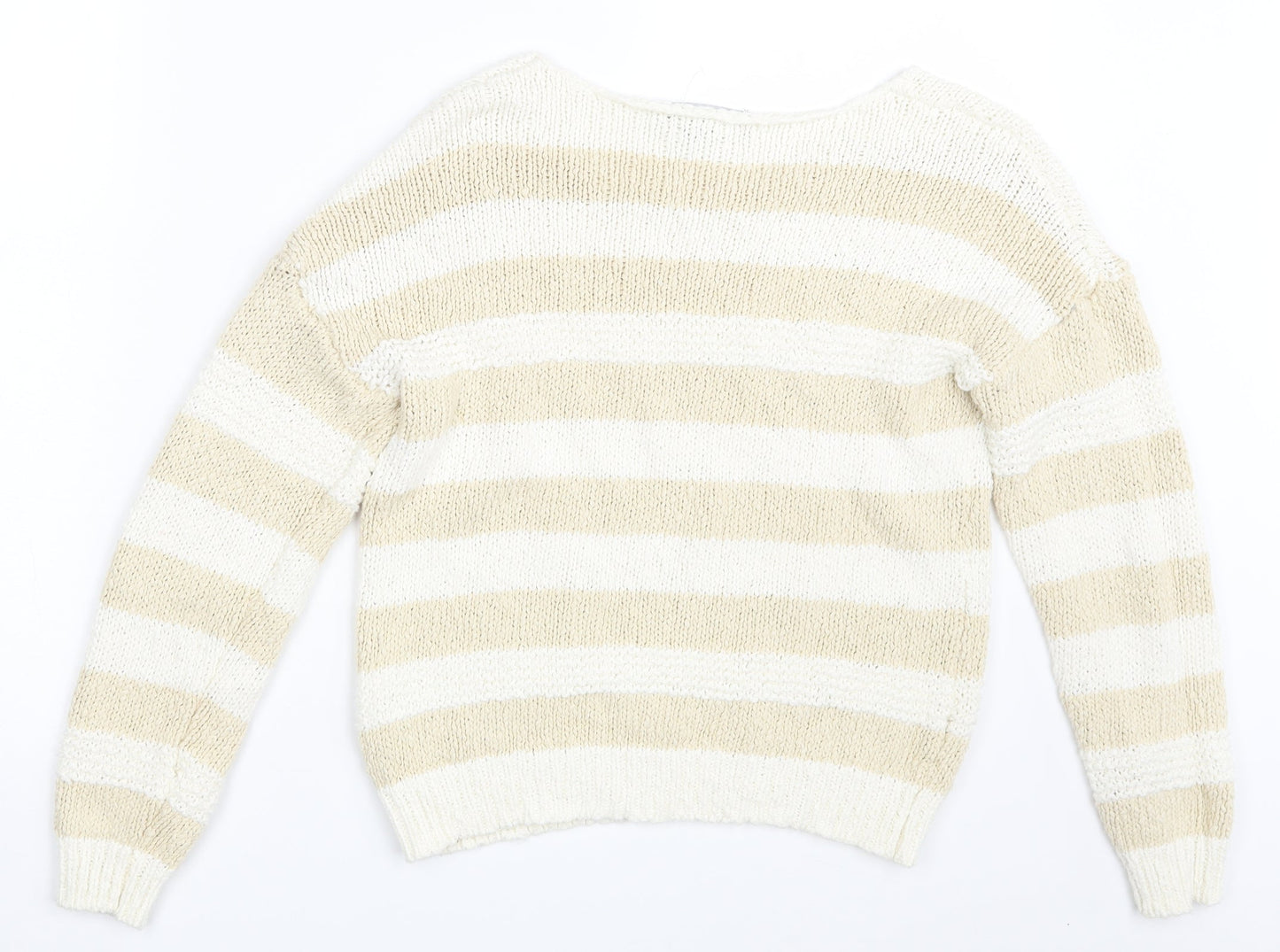 Primark Womens White Striped  Pullover Jumper Size 12