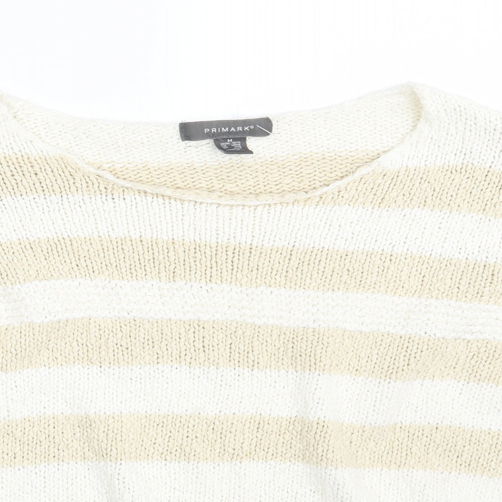 Primark Womens White Striped  Pullover Jumper Size 12