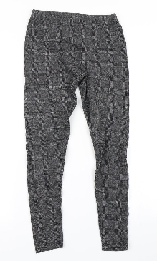 New Look Womens Grey Plaid  Capri Leggings Size 8 L25 in