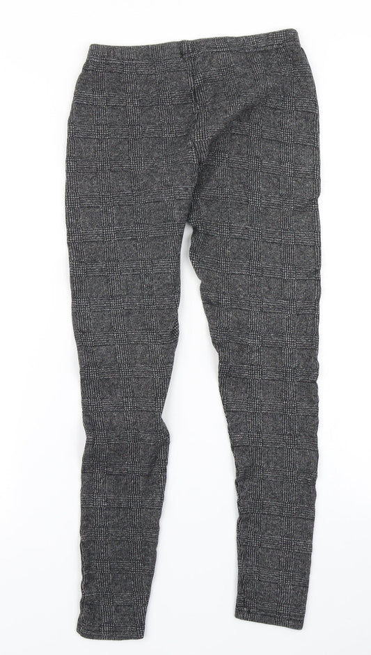 New Look Womens Grey Plaid  Capri Leggings Size 8 L25 in