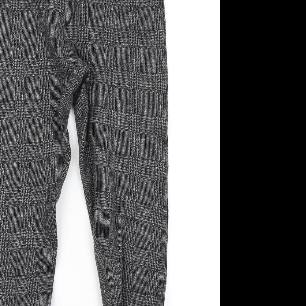 New Look Womens Grey Plaid  Capri Leggings Size 8 L25 in