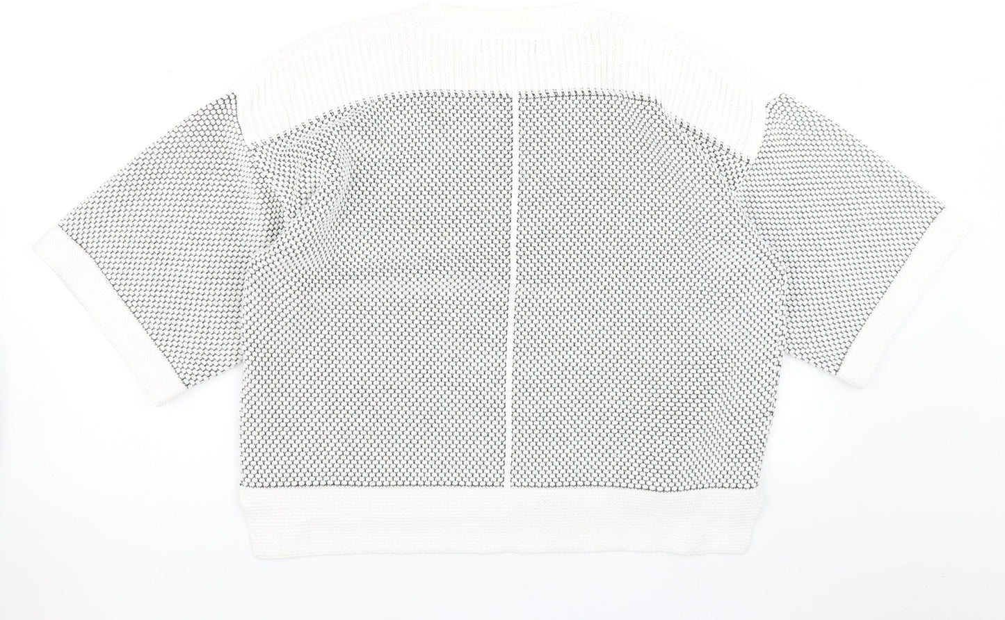 M&S Womens White Polka Dot Knit Pullover Jumper Size 14  - Cropped