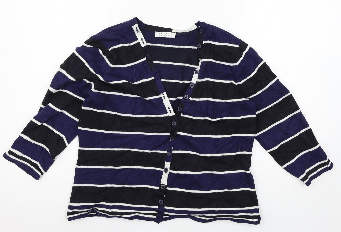 Precis Womens Blue Striped Knit Cardigan Jumper Size M