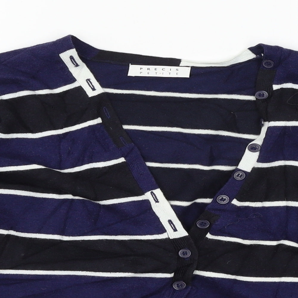 Precis Womens Blue Striped Knit Cardigan Jumper Size M