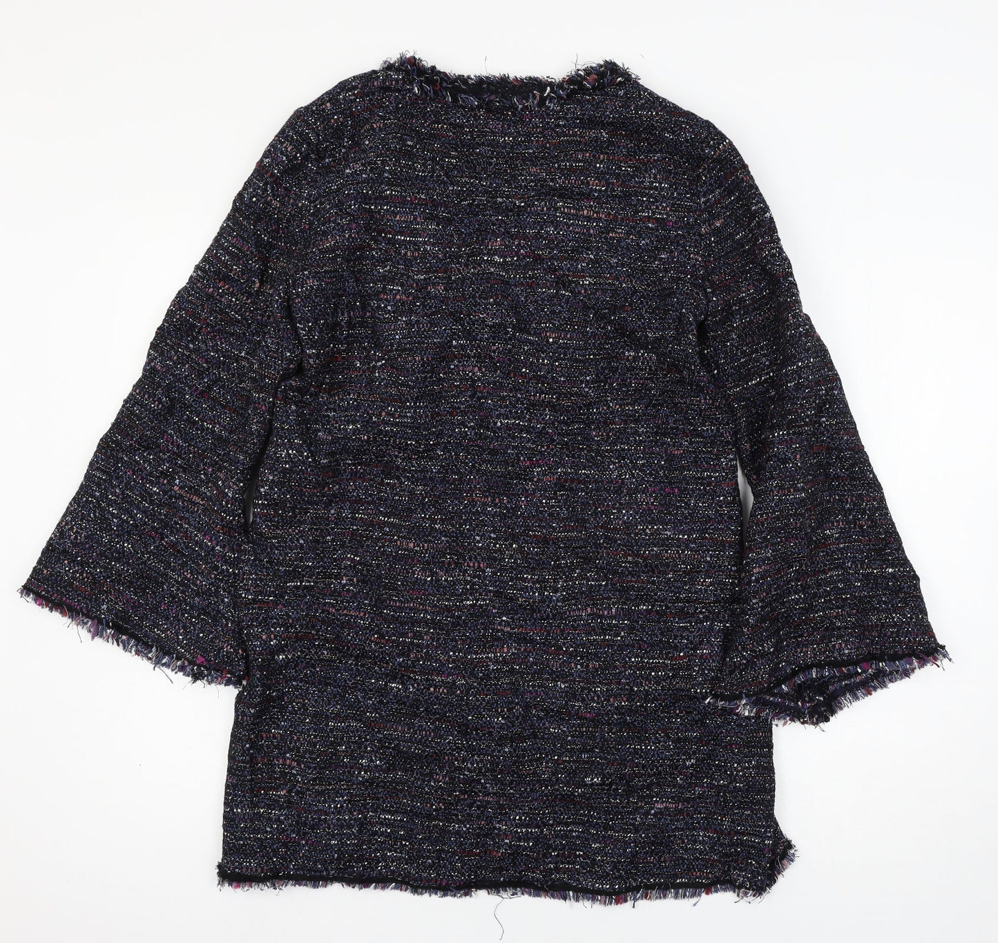 Zara Womens Blue Striped Knit Basic T-Shirt Size L
