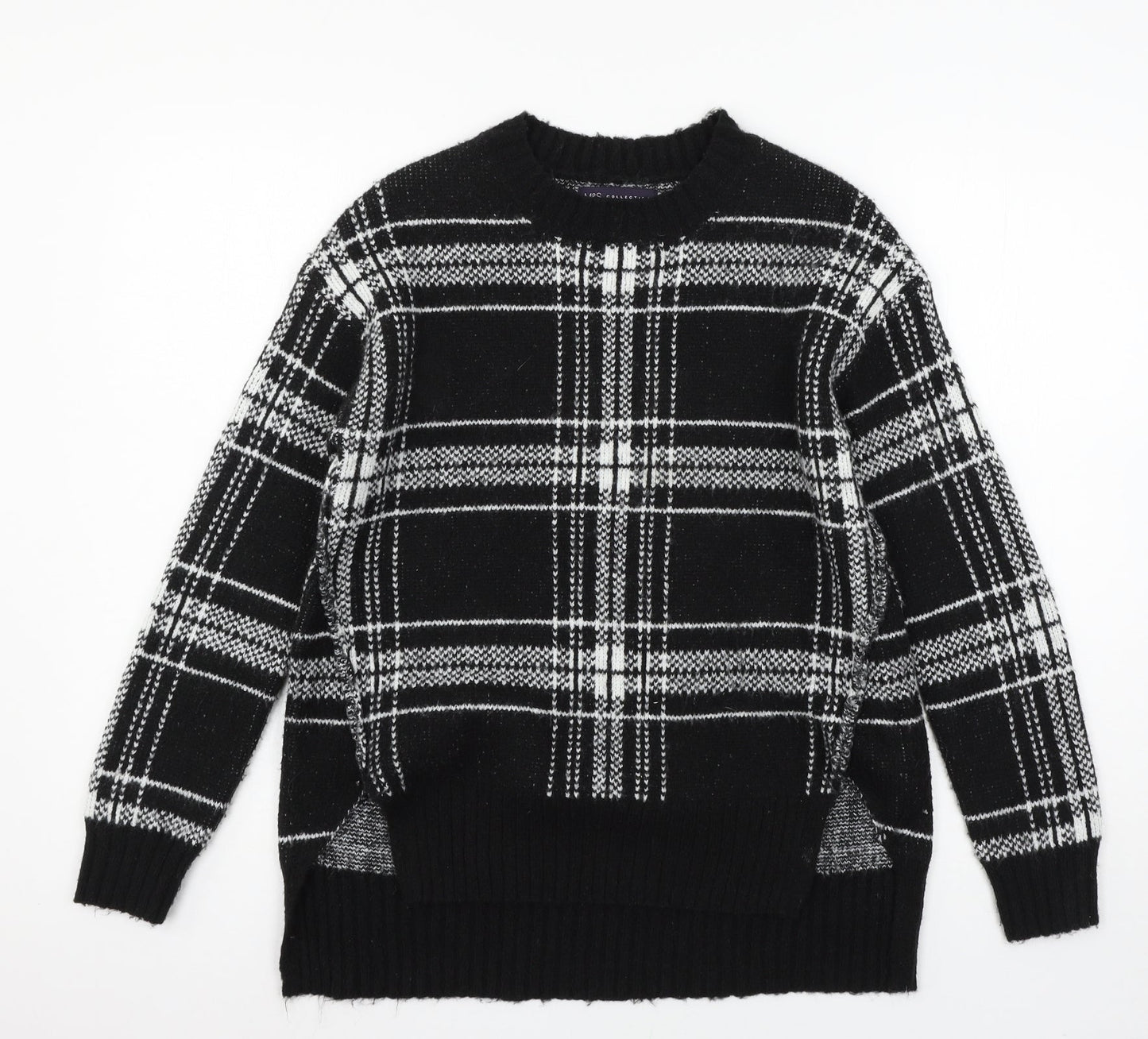 Marks and Spencer Womens Blue Check Knit Pullover Jumper Size S