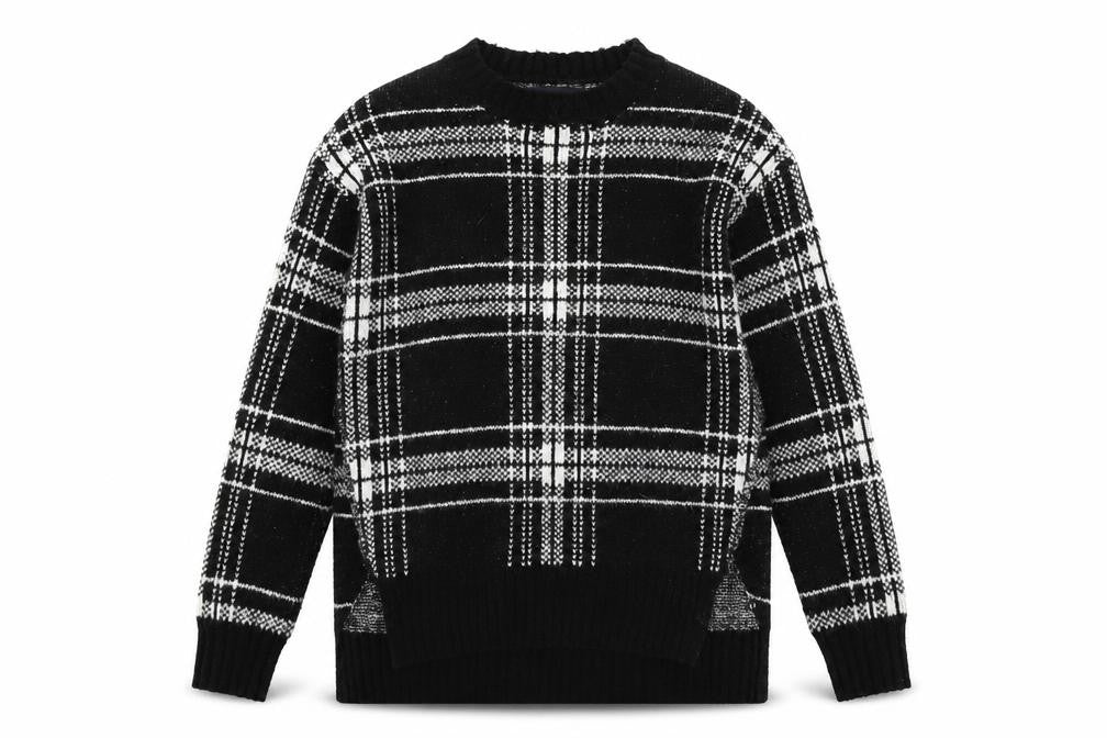 Marks and Spencer Womens Blue Check Knit Pullover Jumper Size S