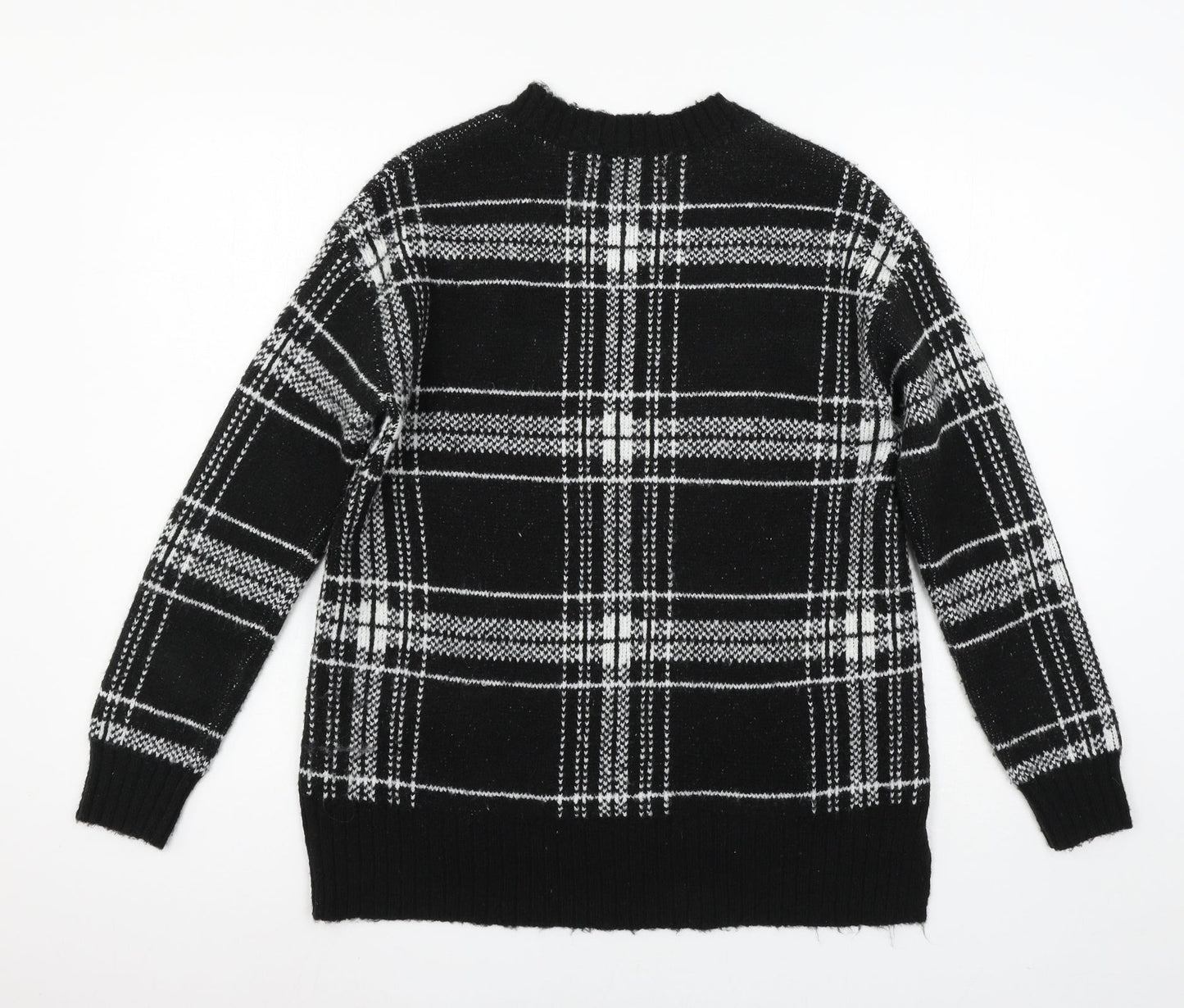 Marks and Spencer Womens Blue Check Knit Pullover Jumper Size S