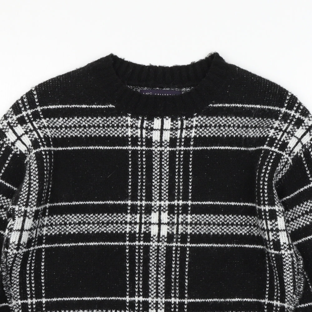 Marks and Spencer Womens Blue Check Knit Pullover Jumper Size S