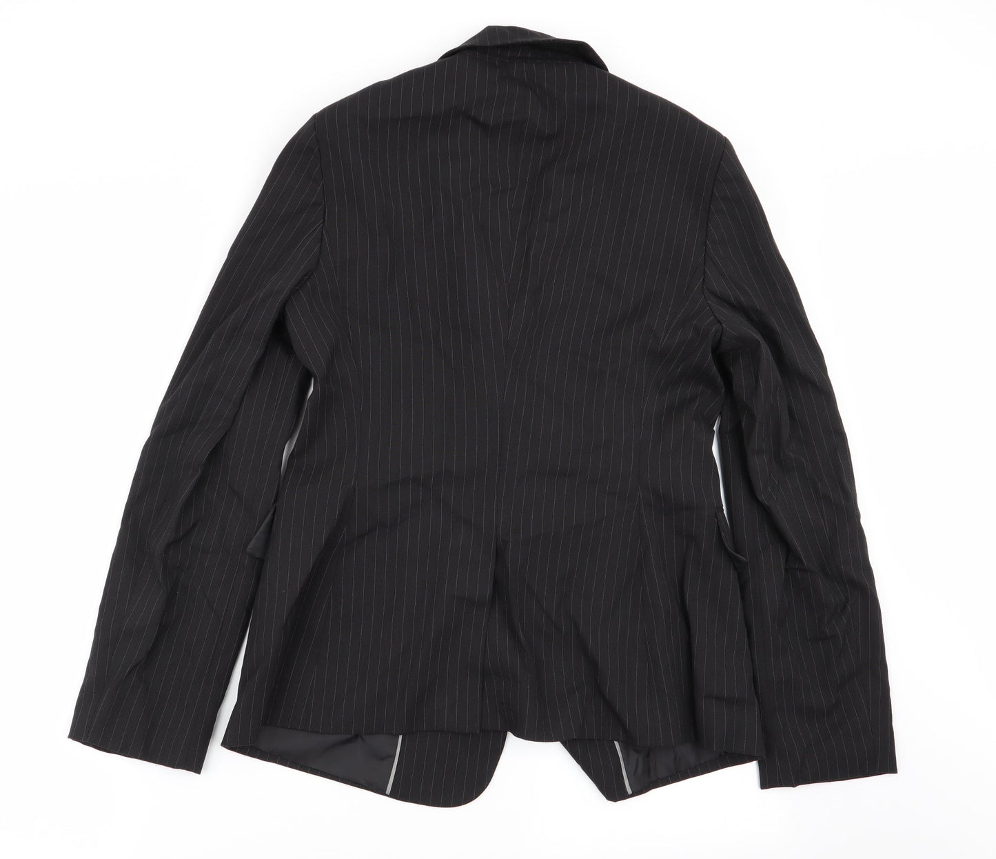 Preworn Womens Black Striped  Jacket Blazer Size 12