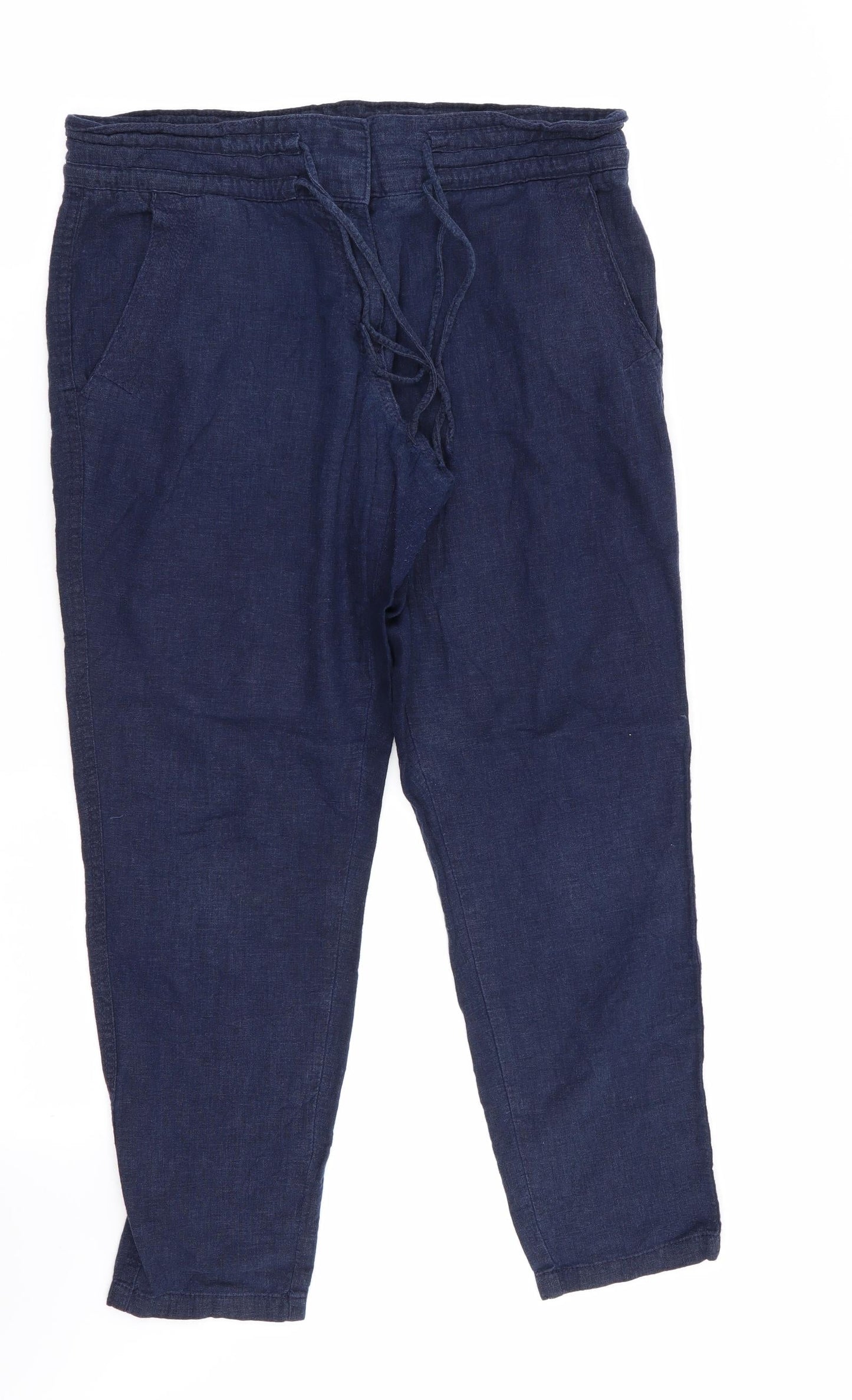 NEXT Womens Blue   Chino Trousers Size 10 L20 in - Stretch waistband