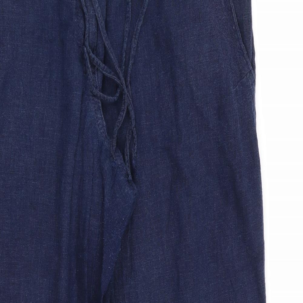 NEXT Womens Blue   Chino Trousers Size 10 L20 in - Stretch waistband