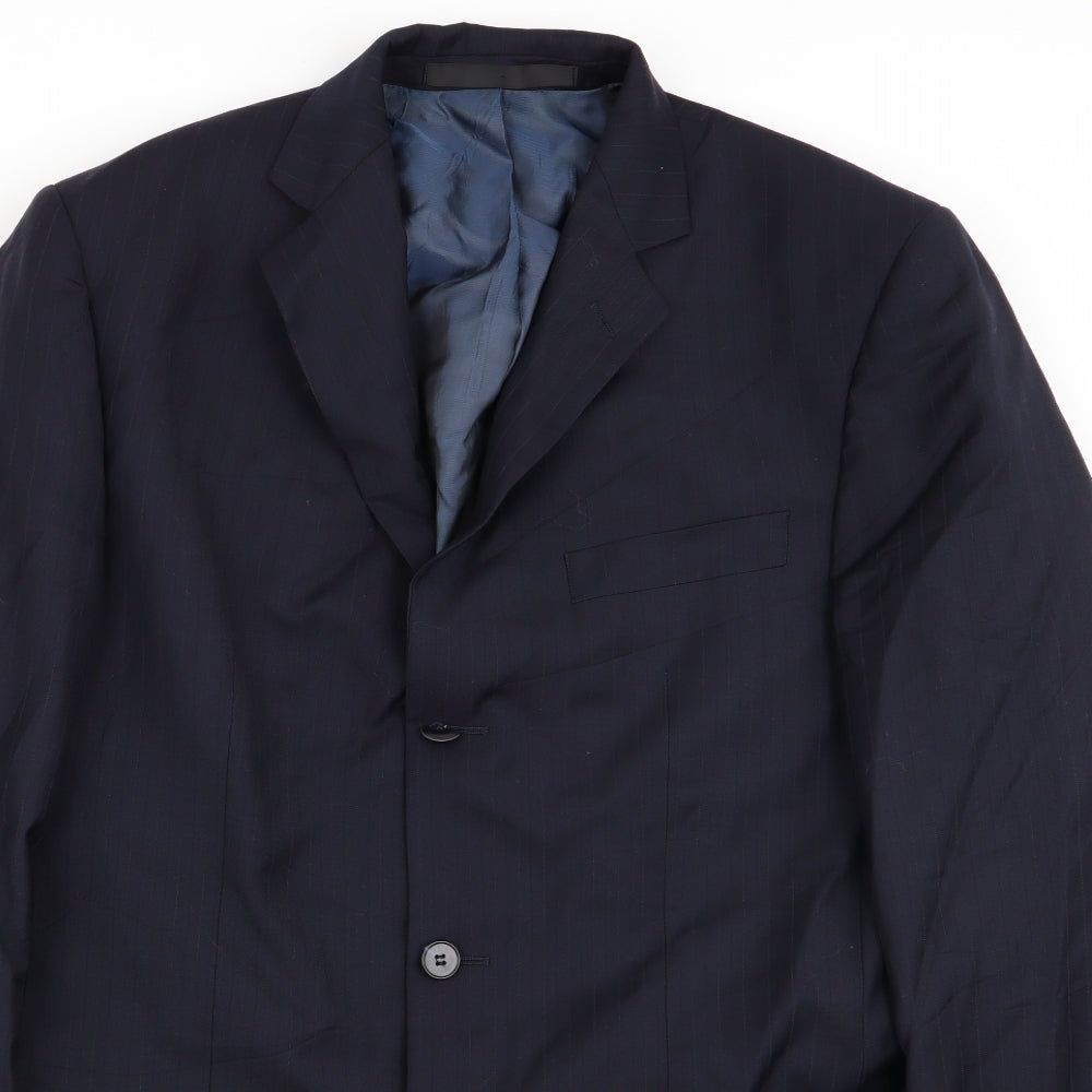 M&S Mens Blue Striped Rayon Jacket Blazer Size 38