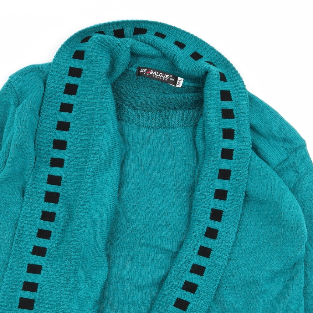 be jealous Womens Green Geometric  Pullover Jumper Size M