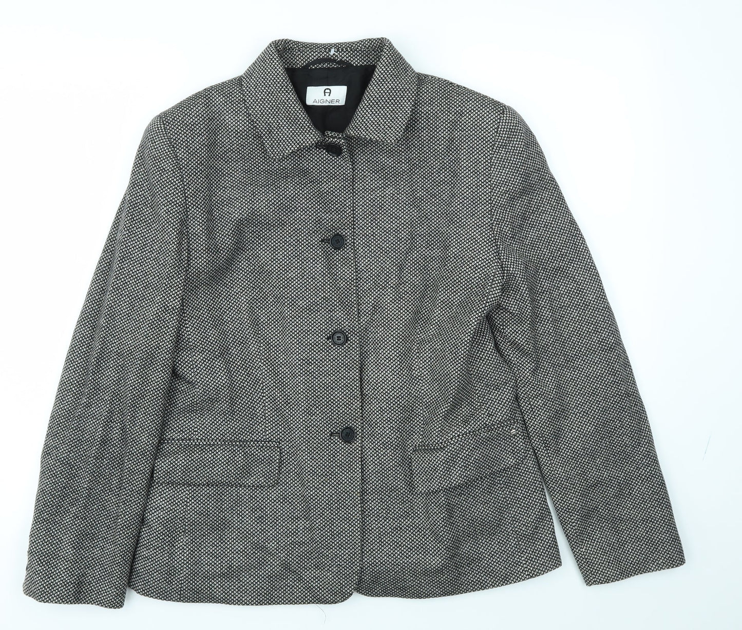 Aigner Womens Grey Check  Jacket Blazer Size 16