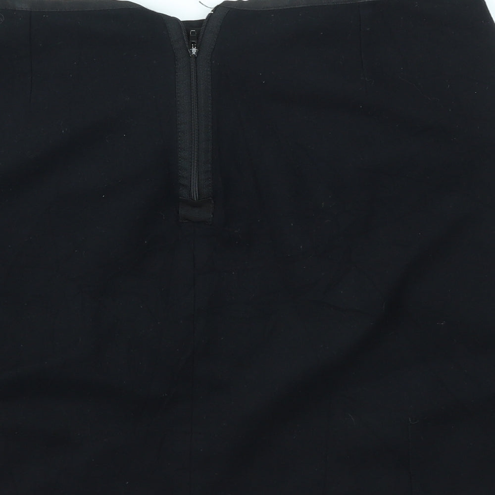 IN WEAR  Womens Black Houndstooth  A-Line Skirt Size 14