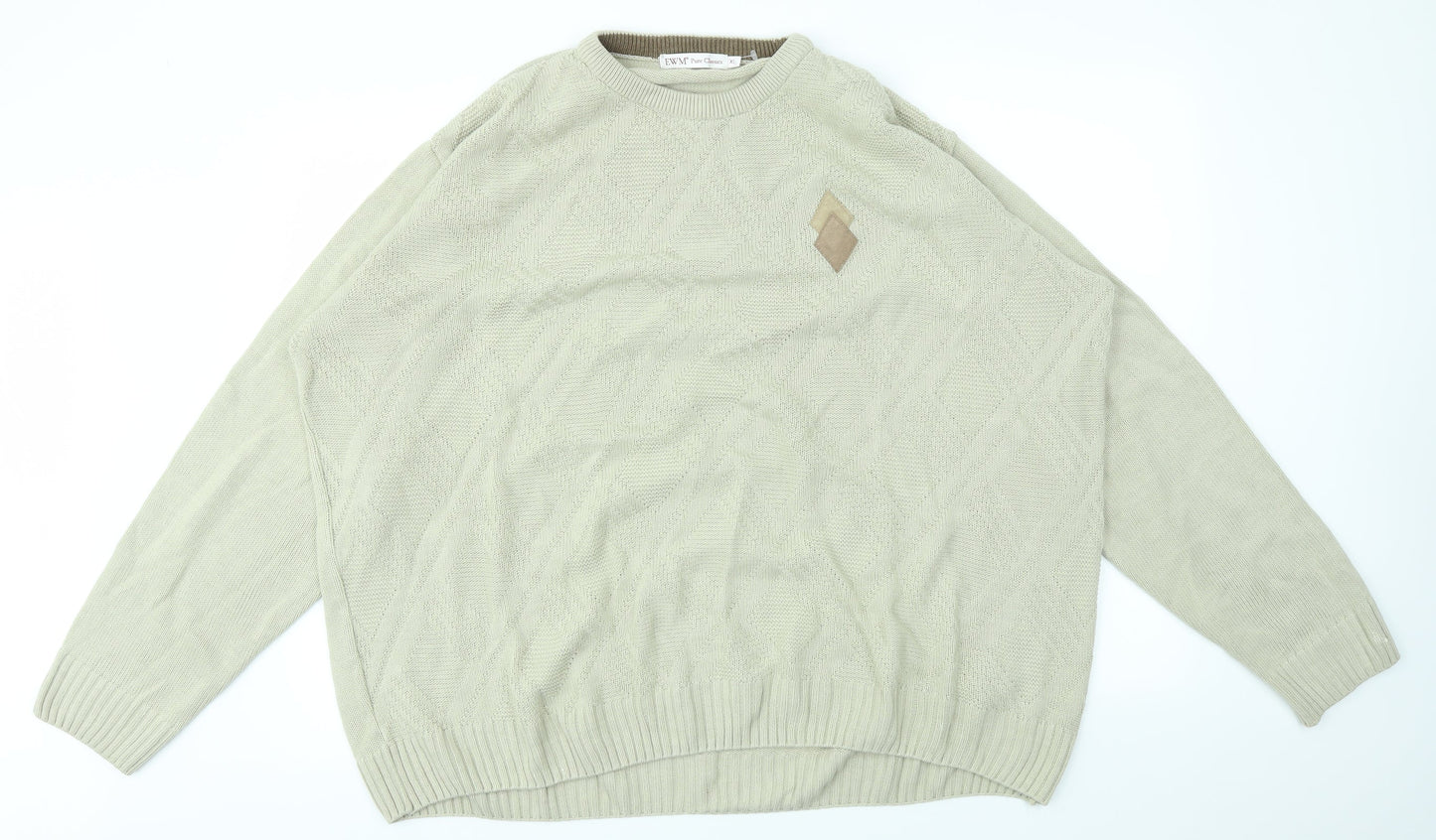 EWM Mens Beige   Pullover Sweatshirt Size XL