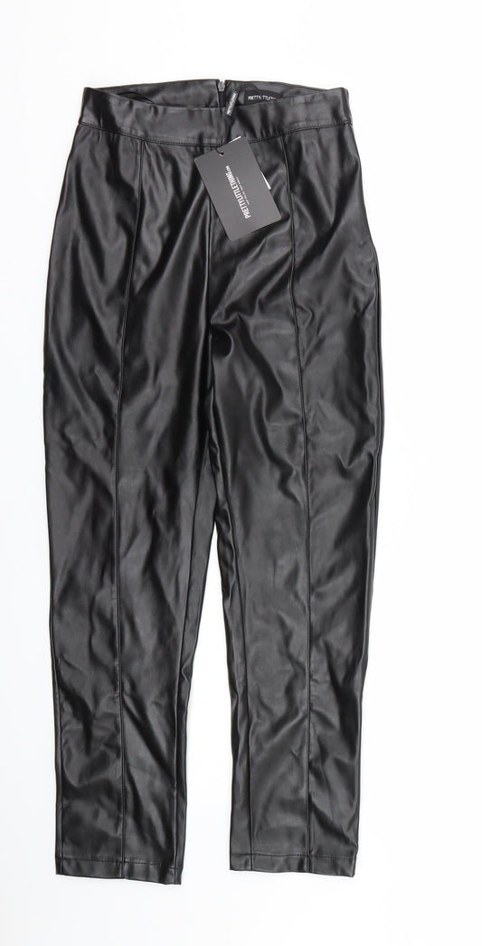 PRETTYLITTLETHING Womens Black   Trousers  Size 4 L23 in