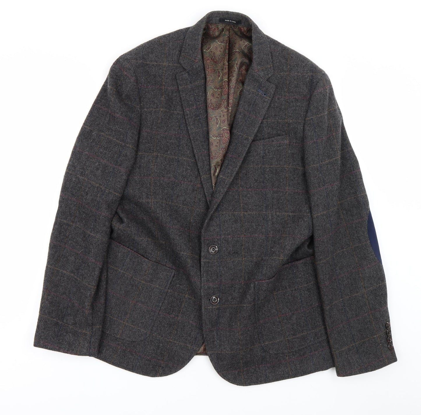 Cedar Wood State Mens Grey Herringbone  Jacket Suit Size L