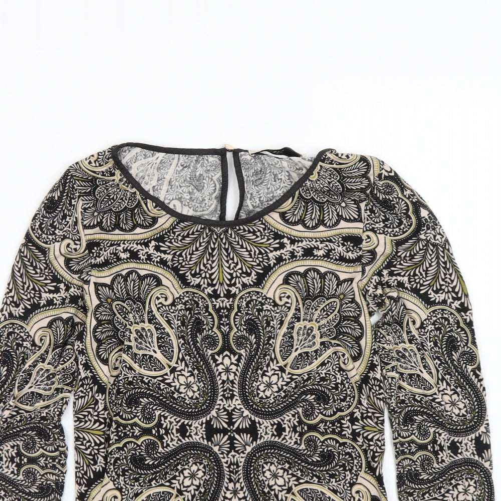 Oasis Womens Brown Paisley  Basic T-Shirt Size XS
