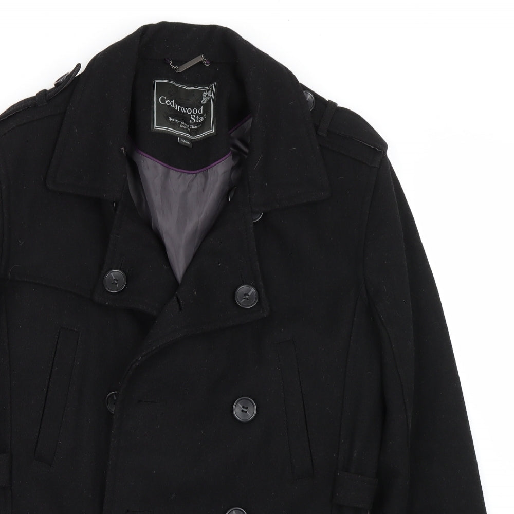 Cedar Wood State Womens Black   Trench Coat Coat Size S