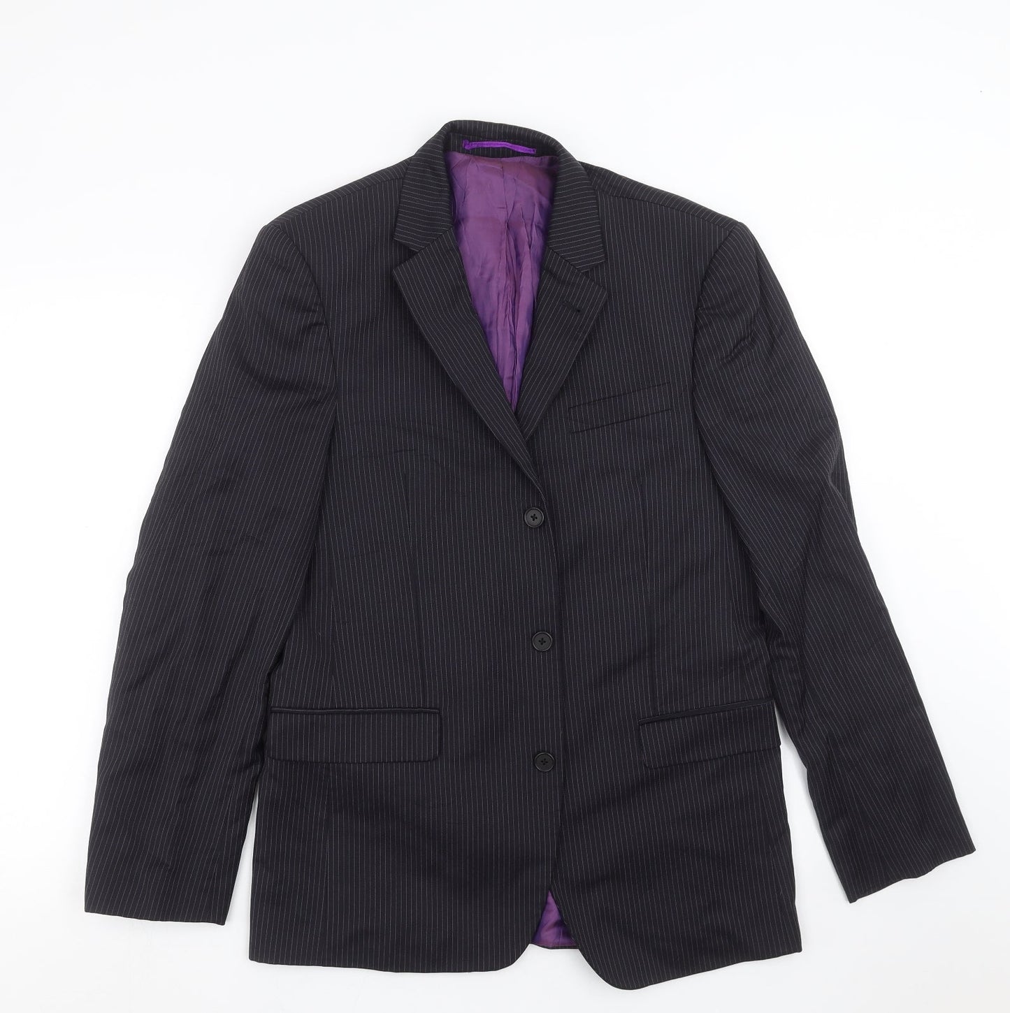 Alfred Brown Mens Blue Striped  Jacket Suit Jacket Size 38