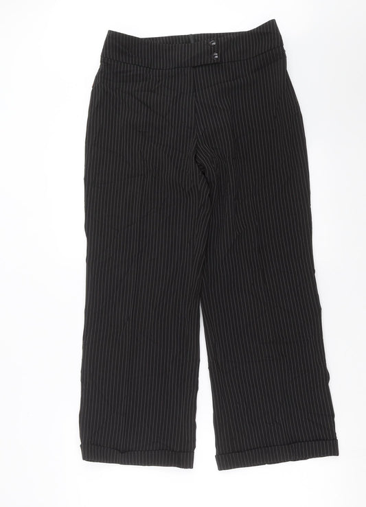 Preworn Womens Black Striped  Trousers  Size 12 L28 in