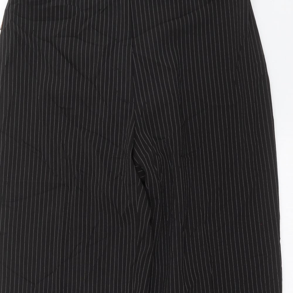 Preworn Womens Black Striped  Trousers  Size 12 L28 in