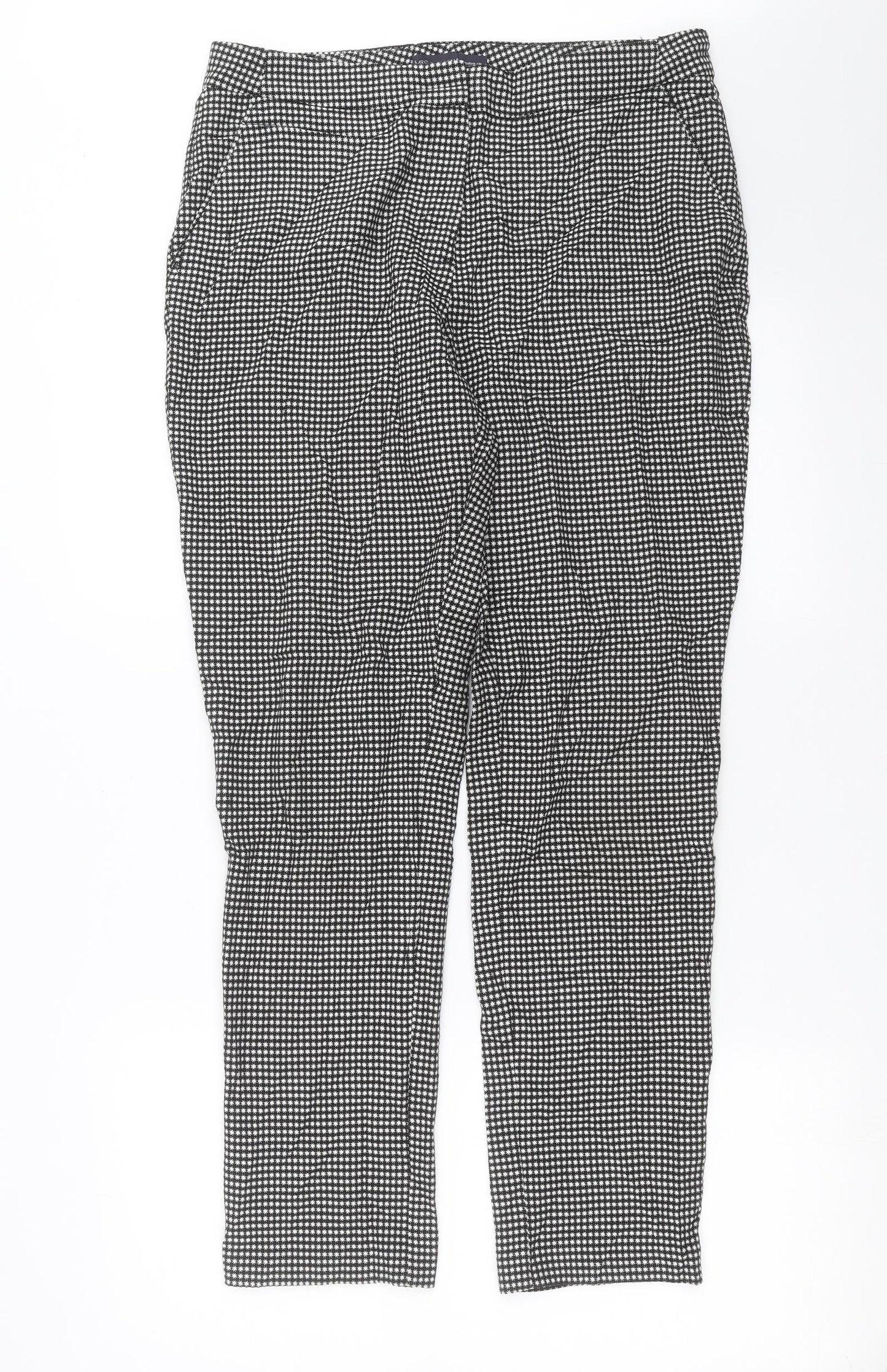 Marks and Spencer Womens Black Geometric  Trousers  Size 12 L29 in