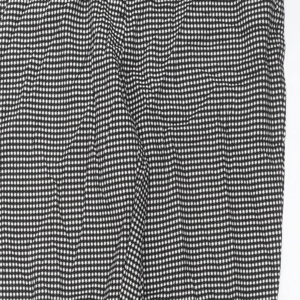 Marks and Spencer Womens Black Geometric  Trousers  Size 12 L29 in