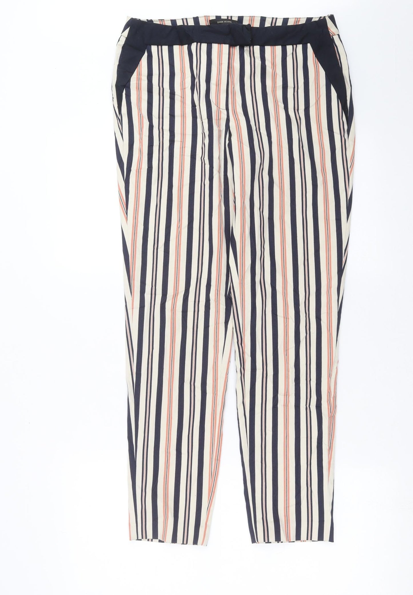 River Island Womens Beige Striped  Trousers  Size 8 L28 in