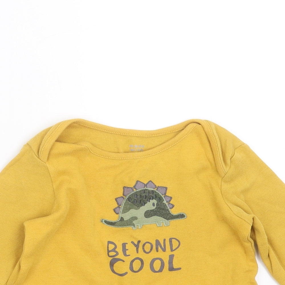F&F Baby Yellow   Basic T-Shirt Size 9-12 Months  - dinosaur