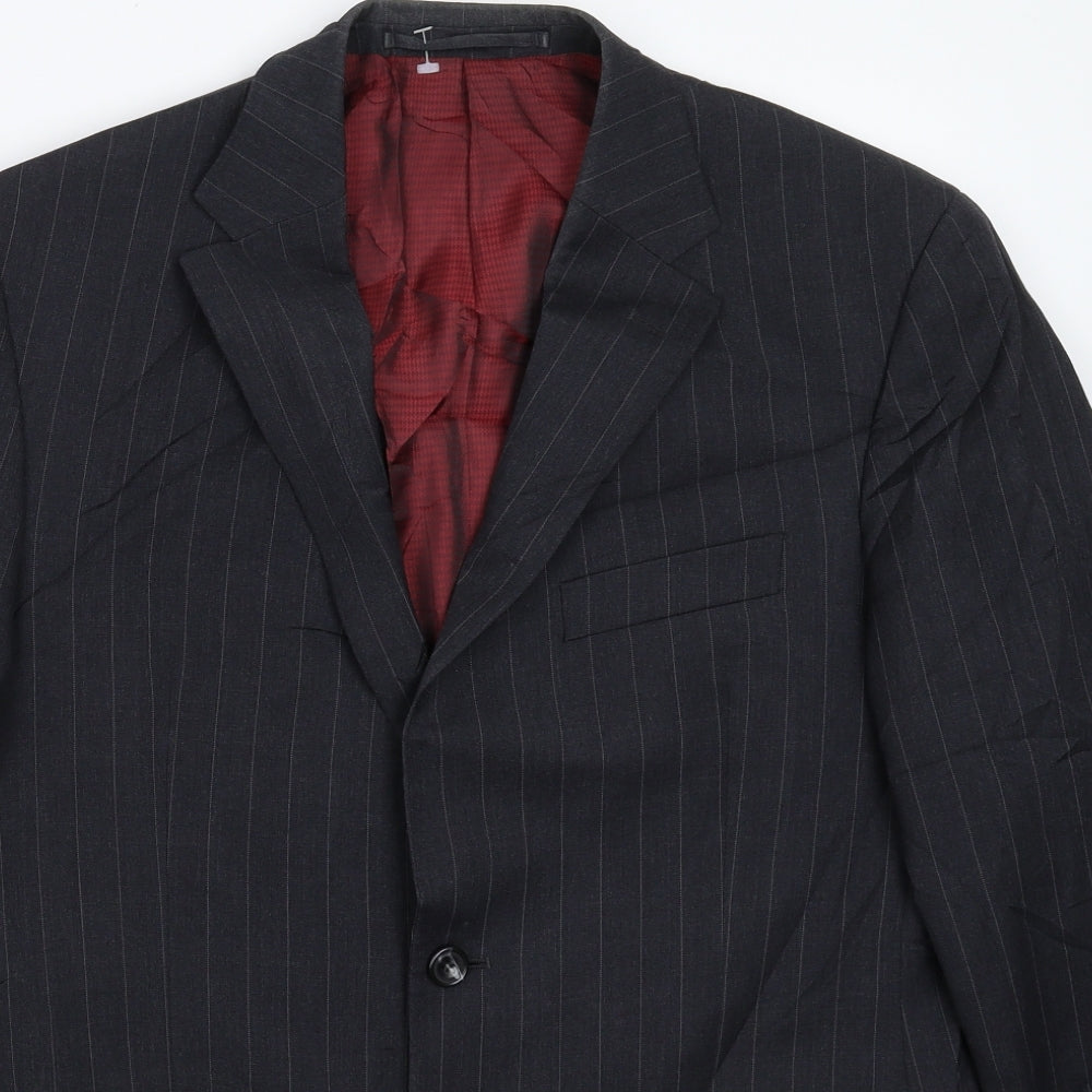 Marks and Spencer Mens Grey Striped  Jacket Suit Jacket Size 40