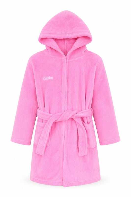 Preworn Girls Pink Solid Fleece Kimono Robe Size 6-7 Years