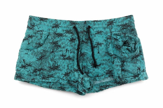 Red Herring Womens Blue   Hot Pants Shorts Size 8 - Palm Trees