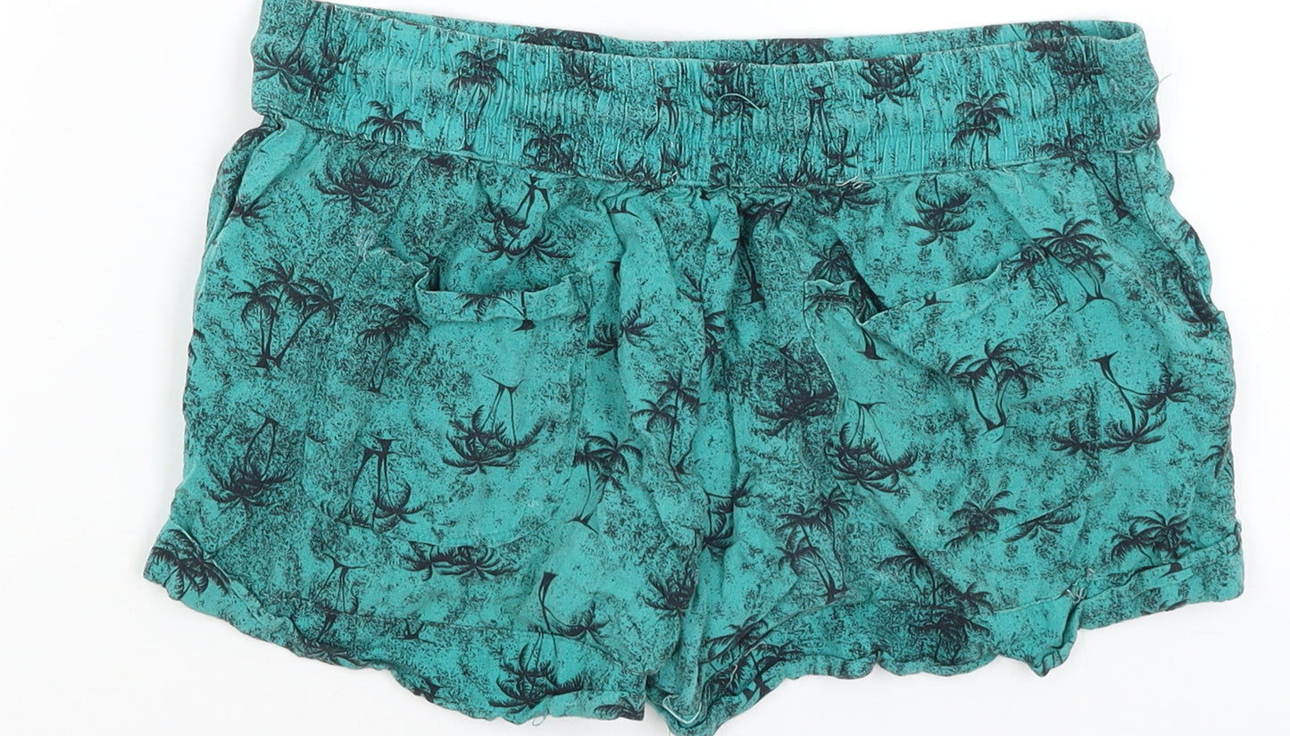 Red Herring Womens Blue   Hot Pants Shorts Size 8 - Palm Trees