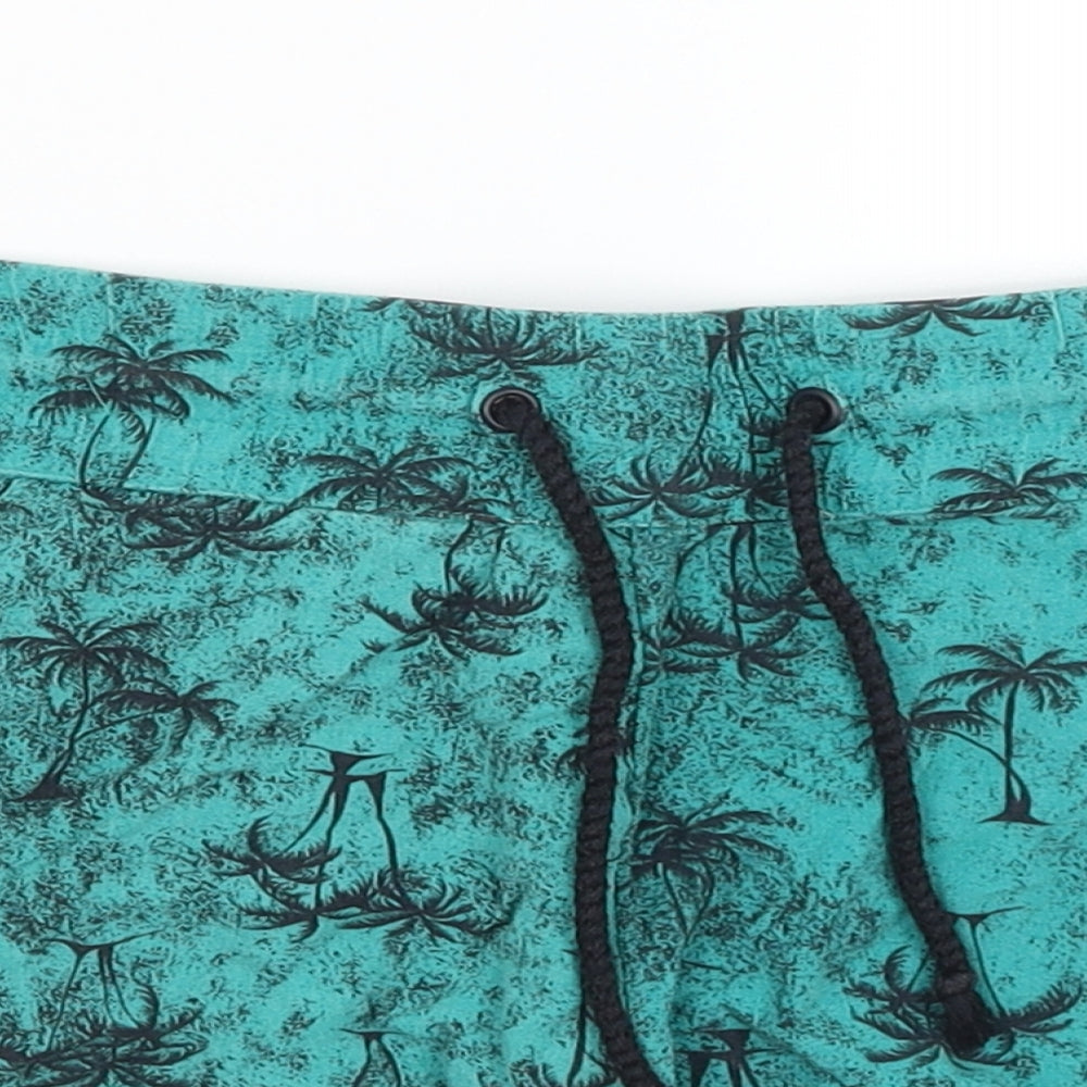 Red Herring Womens Blue   Hot Pants Shorts Size 8 - Palm Trees