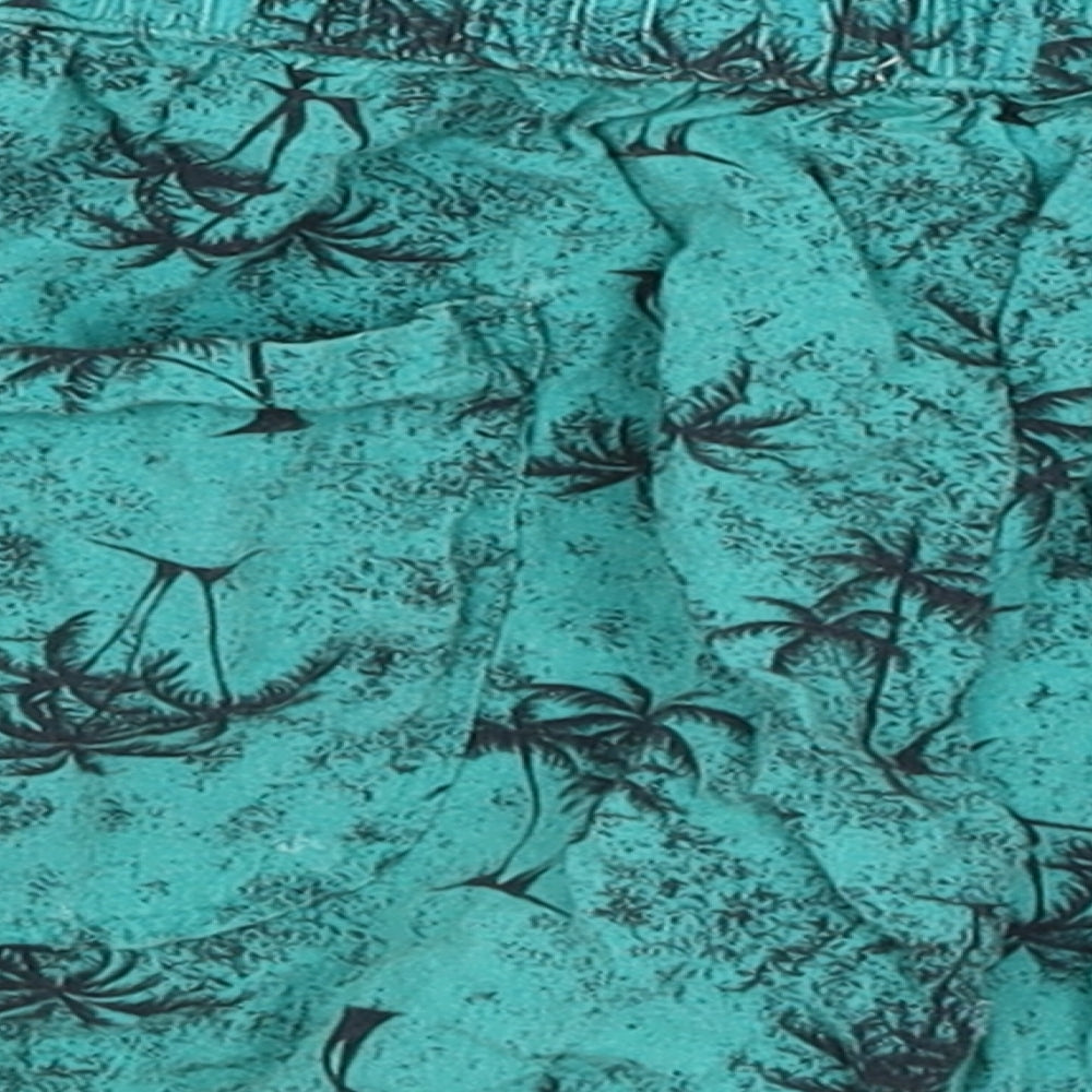 Red Herring Womens Blue   Hot Pants Shorts Size 8 - Palm Trees